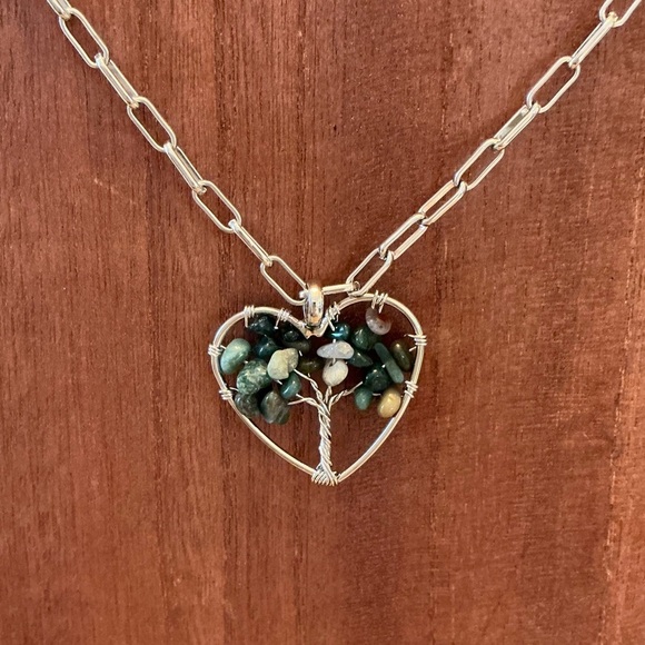 Several colors available! Natural Stone Tree of Life Necklace 24” - Picture 4 of 7